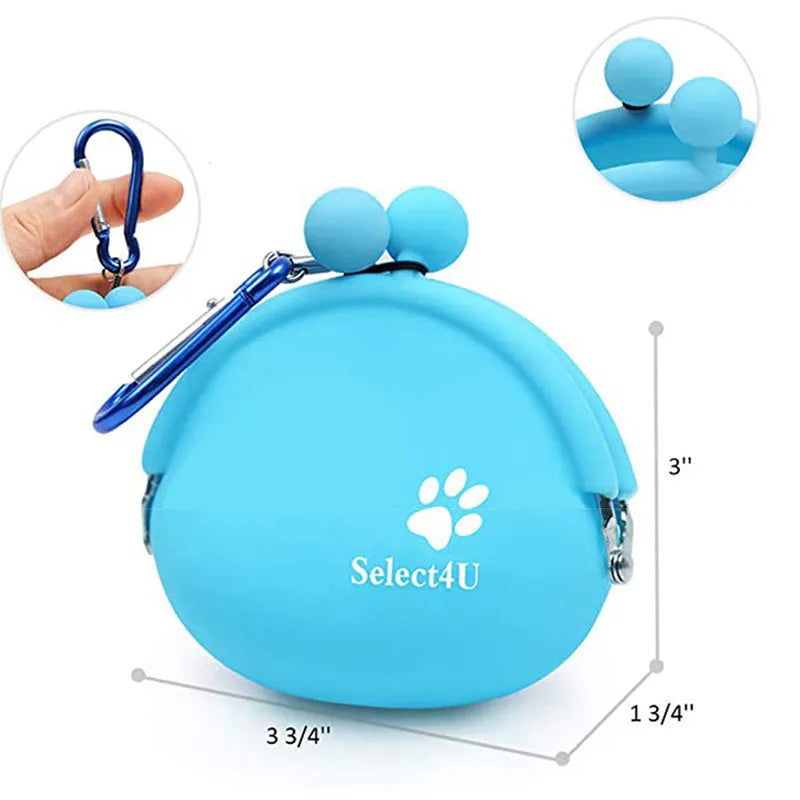 Silicone dog training treat pouch with hook and loop fastening in assorted colours