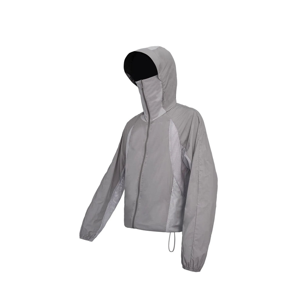 Mesh stitching thin nylon UV protection sun hoodie in desert brown colour