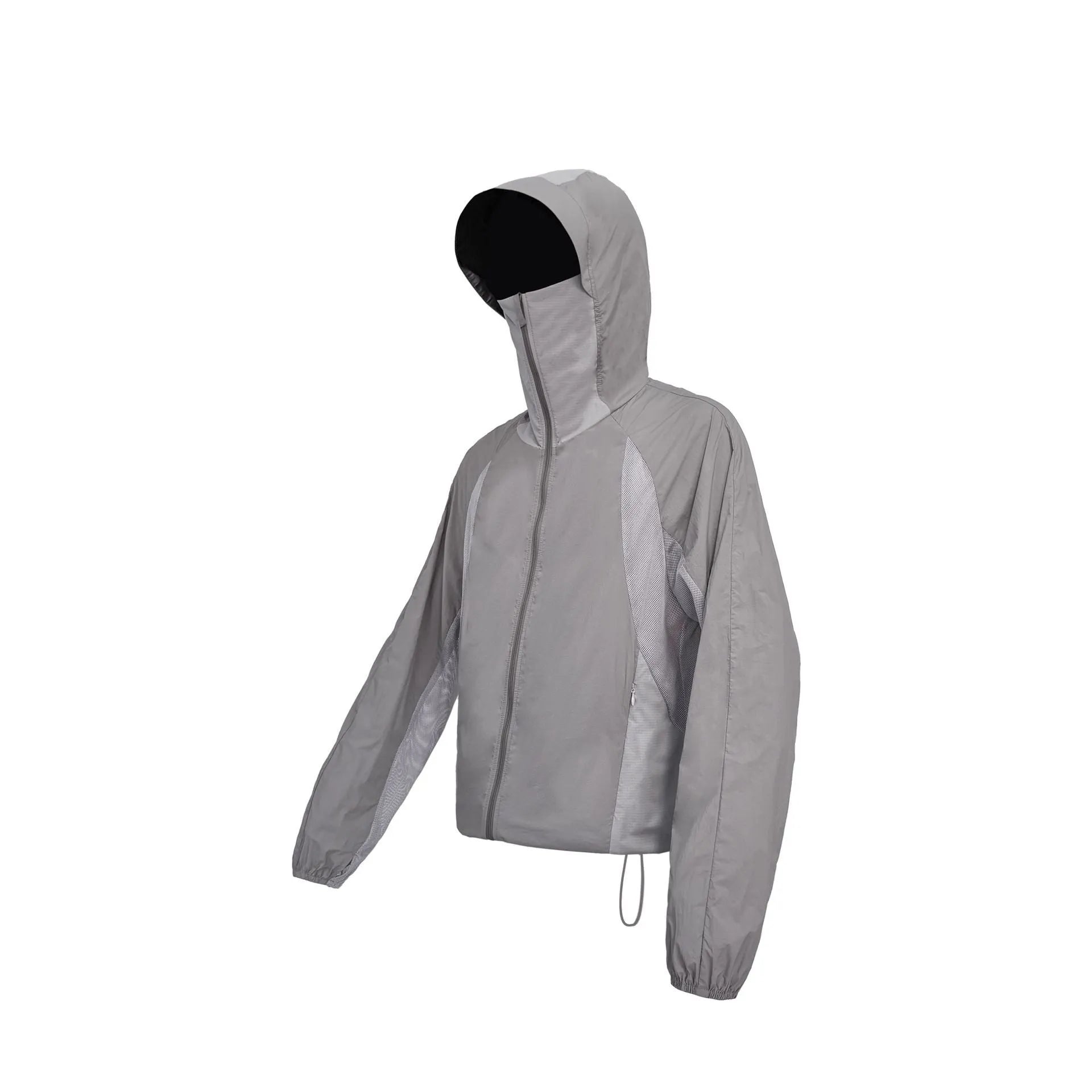 Mesh stitching thin nylon UV protection sun hoodie in desert brown colour