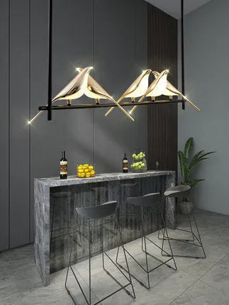 Modern iron chandelier with aluminium alloy body and adjustable height for hallway or living room lighting