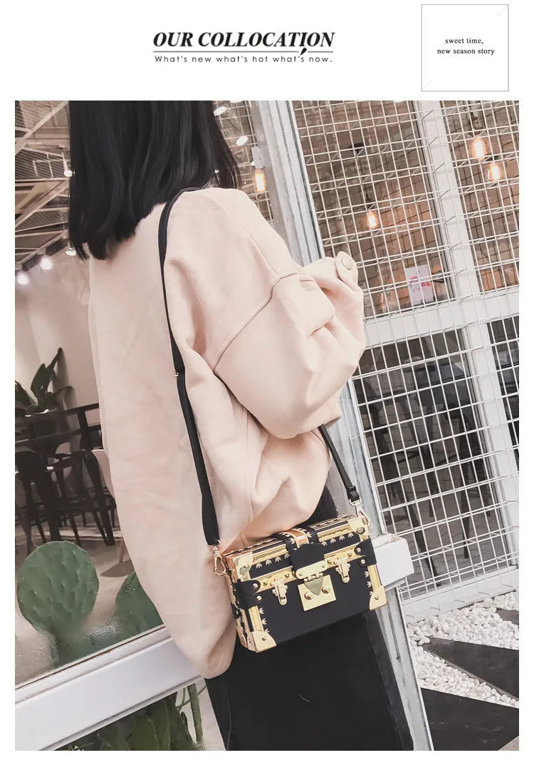 Women's hard PU leather shoulder bag with crossbody strap and flap design