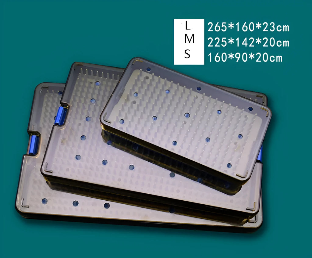 A silicone disinfection box in three different sizes for UV sterilisation wipes.