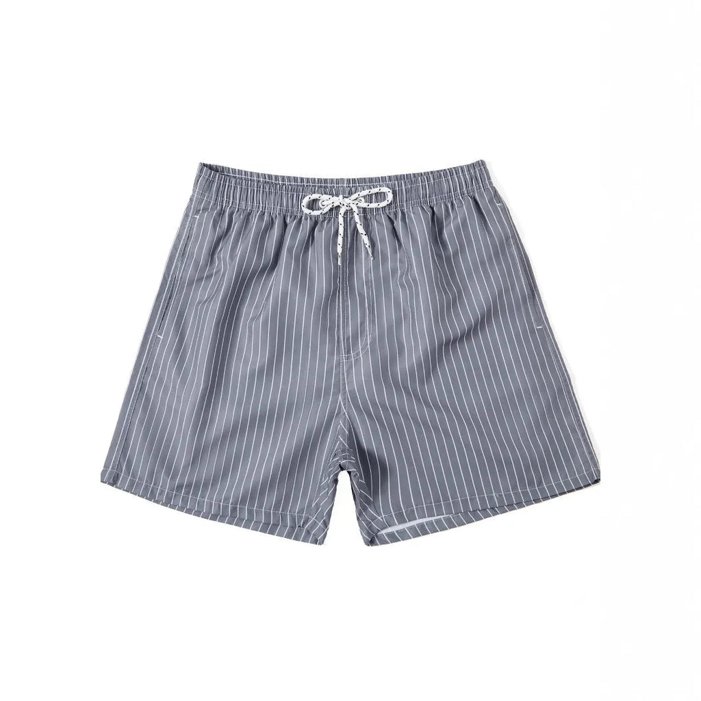 Men's striped beach shorts with straight legs and triangle lining in polyester fibre blend fabric