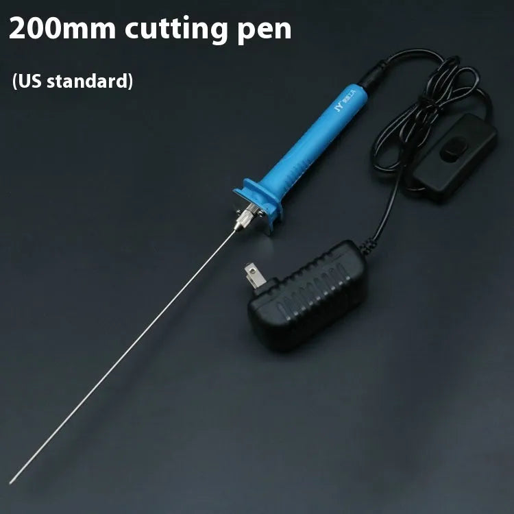 Blue electric heating cutter pen for foam cutting with plastic handle and adapter