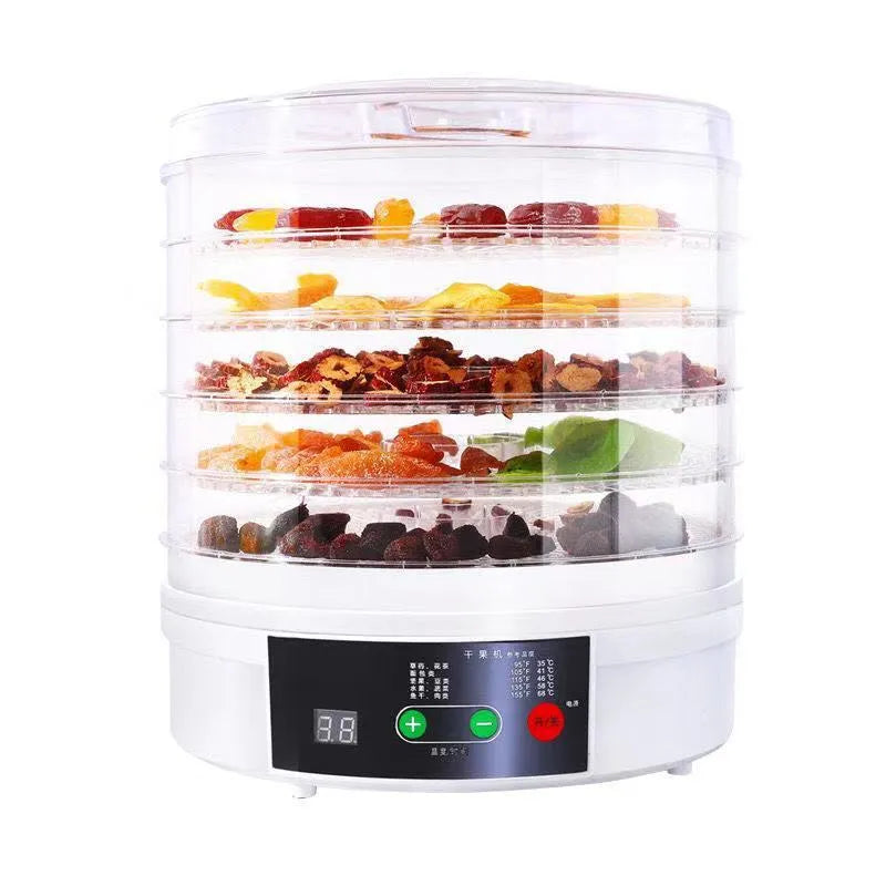 Five-layer white household fruit dehydrator appliance with multiple international plug options