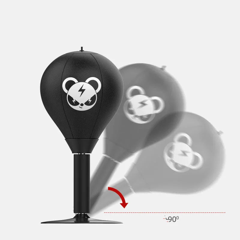 Tabletop boxing speed ball with suction cup base and PU leather ball on a desk