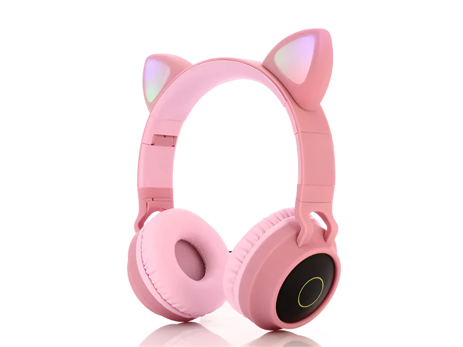 Cartoon cat ears wireless Bluetooth gaming headset showing pink colour option with head-mounted design