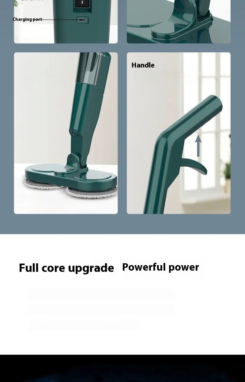 S5 Green cordless sweeping and mopping machine with USB charging port and separate washbasin