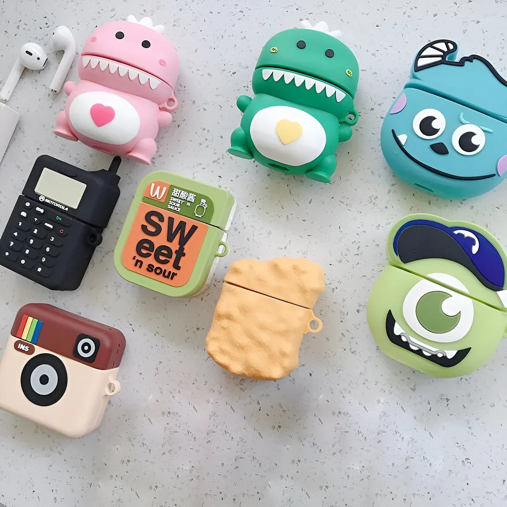 Cartoon animal design silicone AirPods protective case in multiple colour options