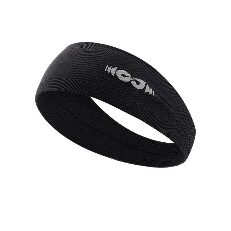 Seamless knitted sports headband in black, grey, or blue for running and cycling