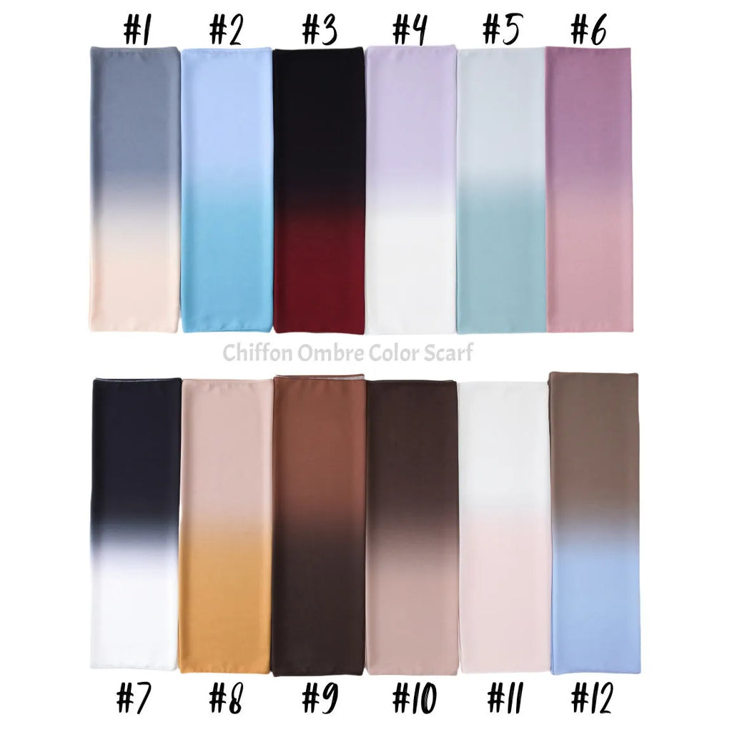 Long polyester chiffon summer scarf for women in an ethnic style, shown in one of twelve available colours.