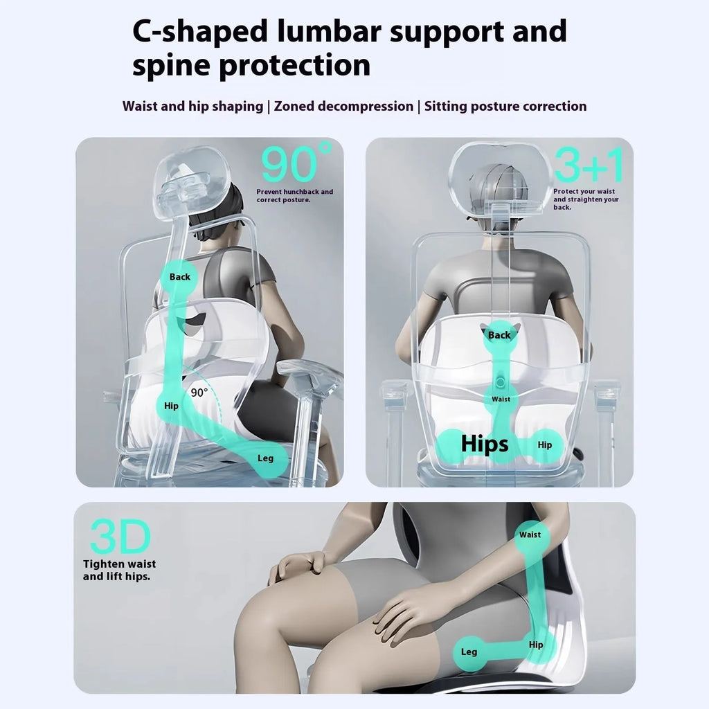 Grey waist support cushion with free size design and sponge filler for lumbar comfort