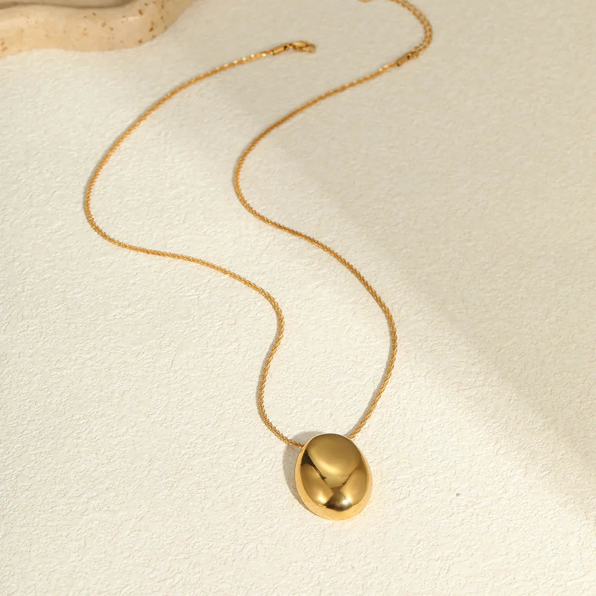 Gold geometric pendant necklace on adjustable 41-50cm stainless steel chain with 18K electroplating