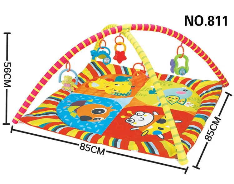 Velvet baby gymnastic rack game blanket with interactive toys in small animal or big animal designs