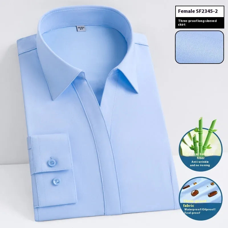 Men's slim fit business shirt in bamboo fibre with square collar, shown in a solid colour.