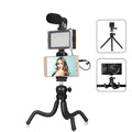 Black octopus tripod stand with flexible rubber legs and fill light for iPhone