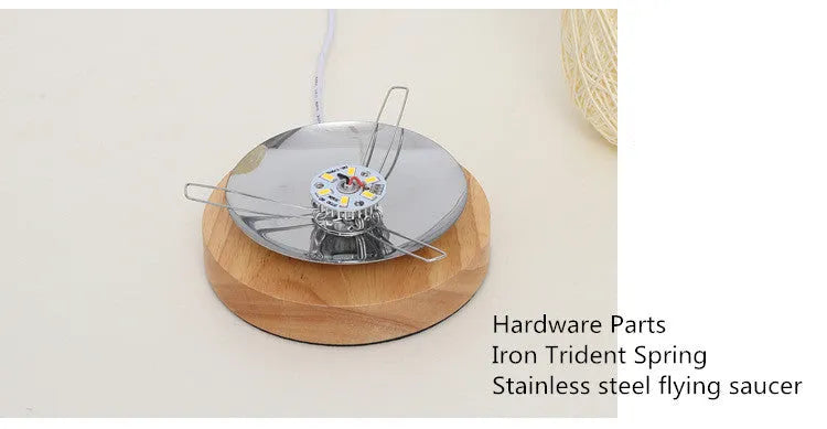Brown hemp rope Sepak Takraw desk lamp with beige accents on solid wood base