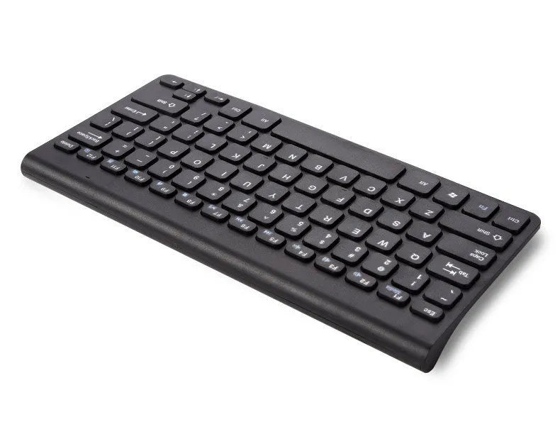 Black and white wireless keyboard and mouse set with 78-key compact layout and 4-button mouse