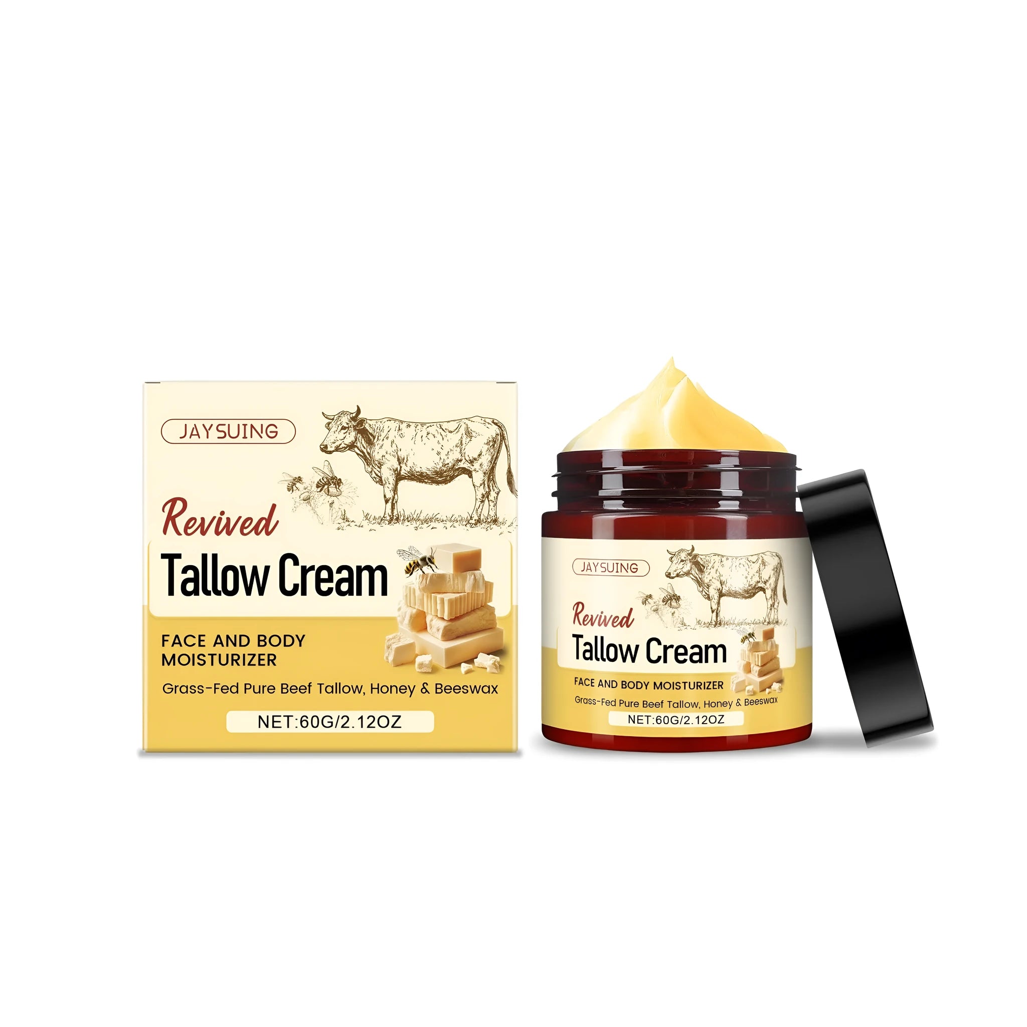 60g jar of Revived Tallow Cream moisturiser with natural ingredients