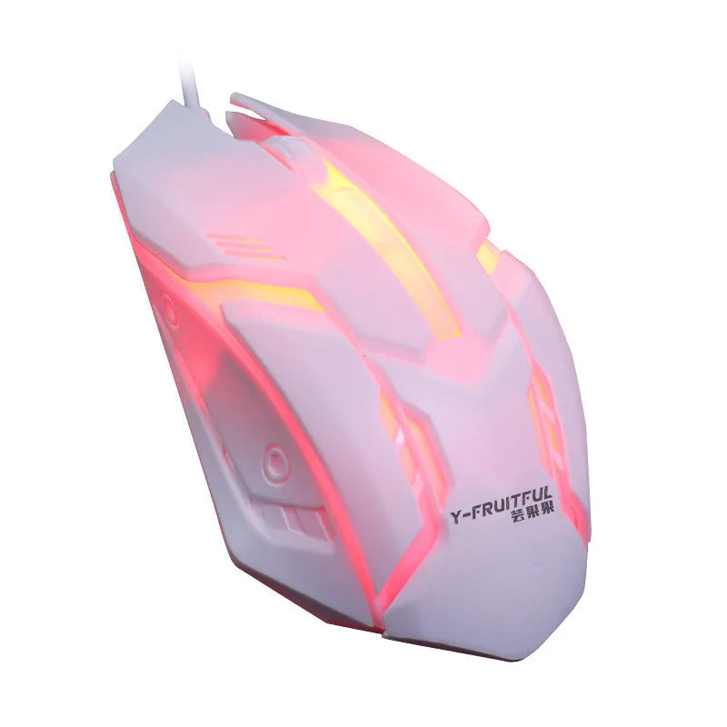 Wired USB computer mouse with luminous glow lighting in black or white design
