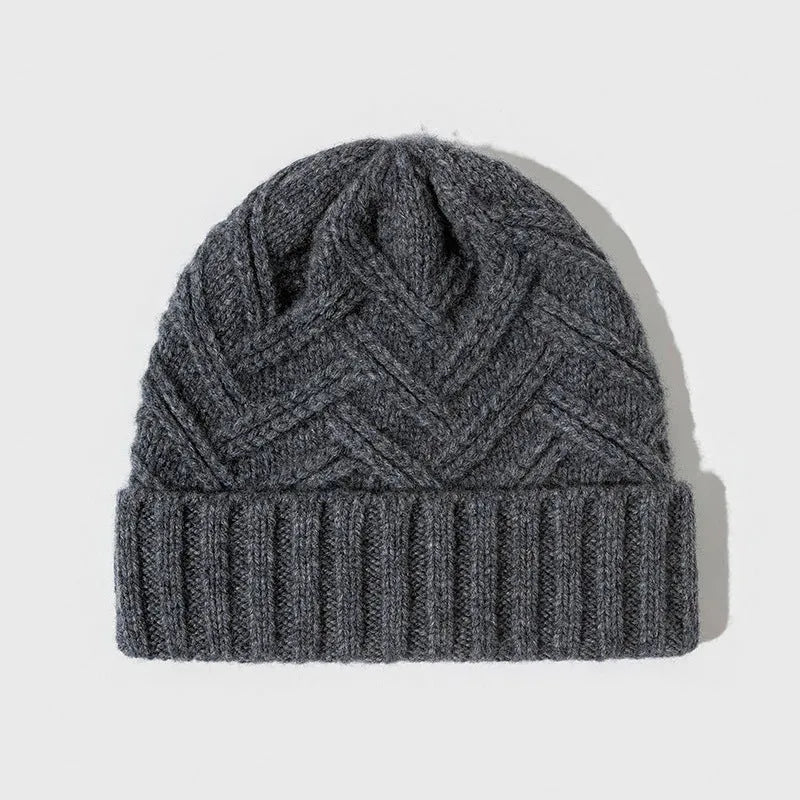 Wool knitted women's winter hat with dome crown in six colour options showing ivory white, khaki, ankela red, golden brown, goddess gray and obsidian black variations
