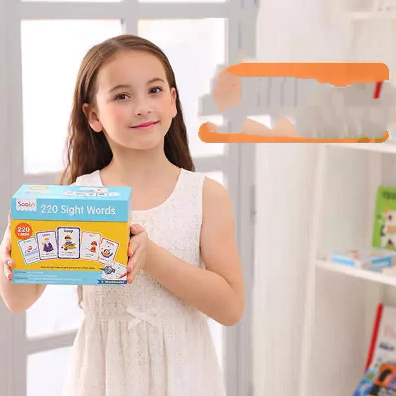 220 high frequency word gift box set with coated paper cards and five workbooks for early childhood education