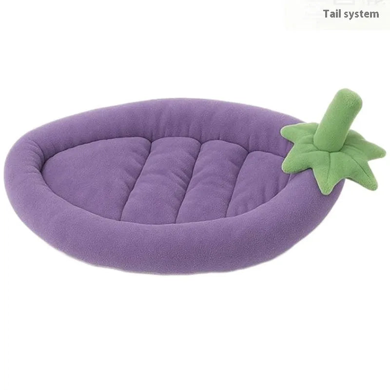 Washable cloth dog mat shown in purple, sized for a medium dog crate.