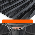 Auto retractable car sun curtain in black colour showing roller shutter mechanism