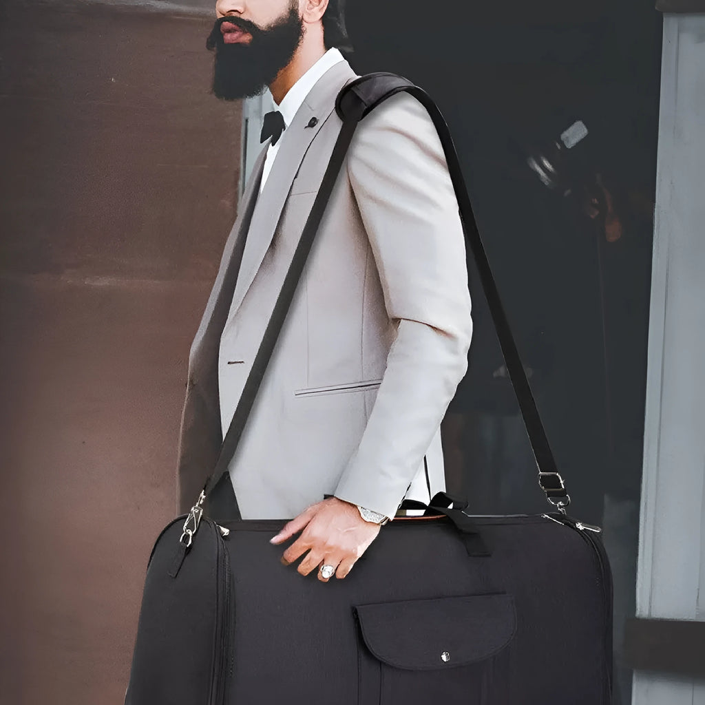Dark blue folding duffel bag with handles, shown with a capacity of 36-55 litres.