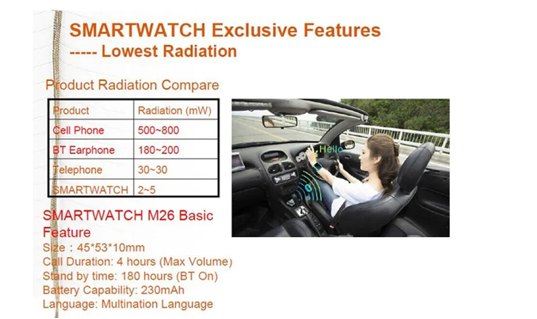 Smart Bluetooth sports watch in black, white, and blue colours compatible with iOS and Android