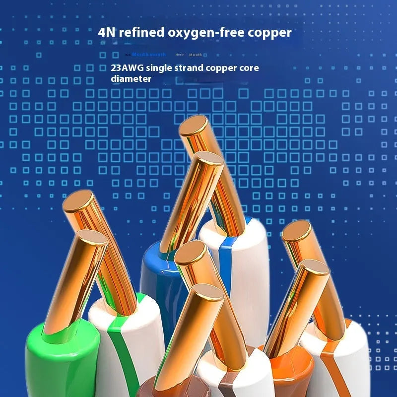 Blue Super Six Gigabit Ethernet cable spool with oxygen-free copper cores for network installations
