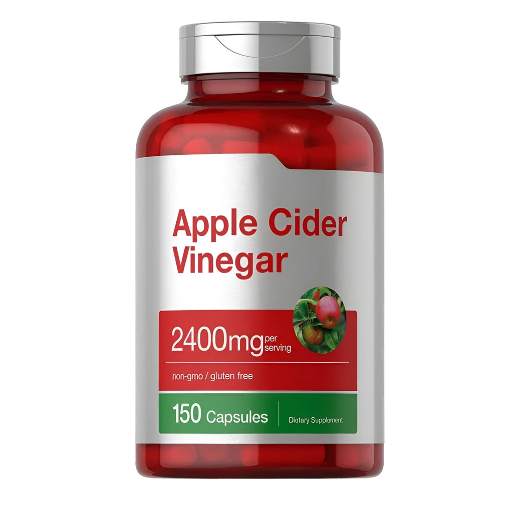 Bottle of 150 apple vinegar capsules for dietary supplement use