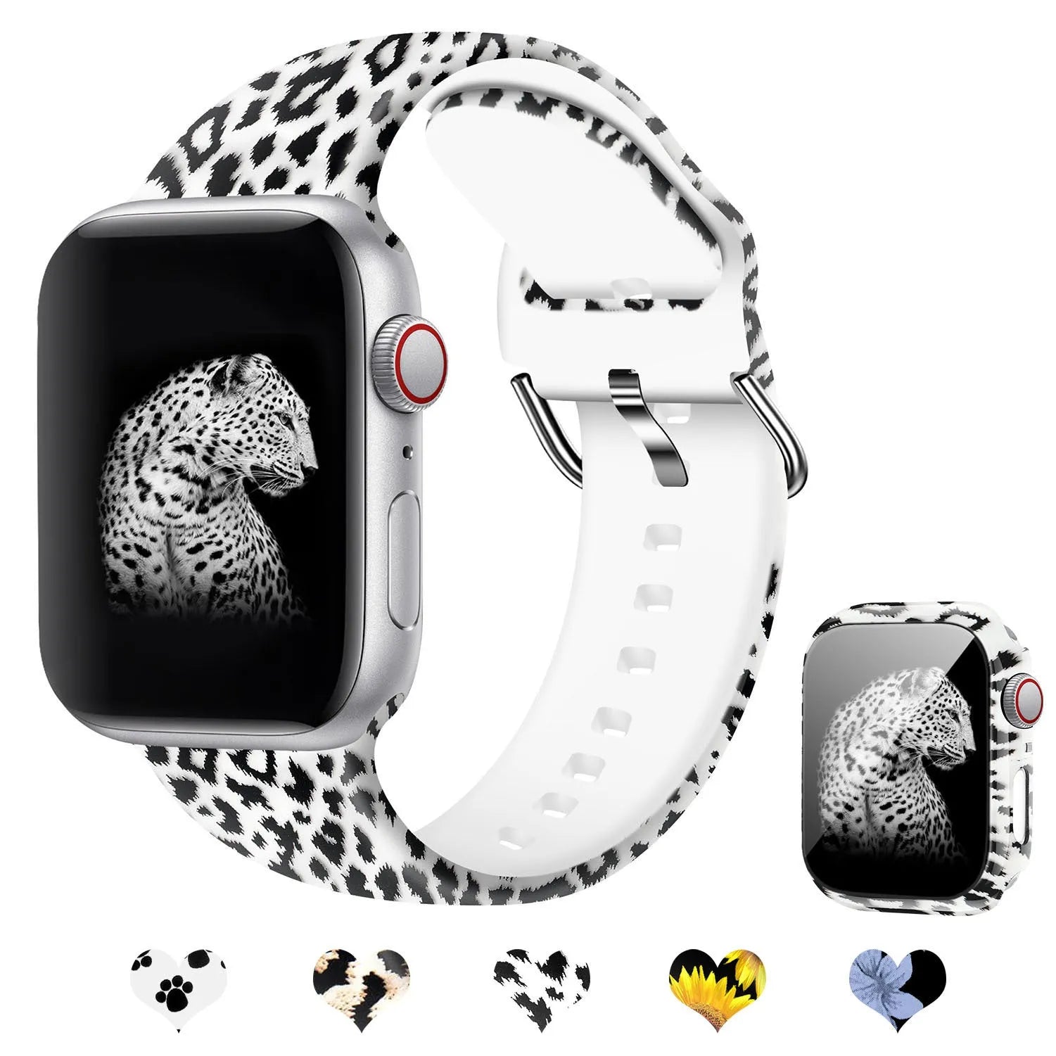 Printed silicone watch strap for Apple iWatch in multiple sizes and design options