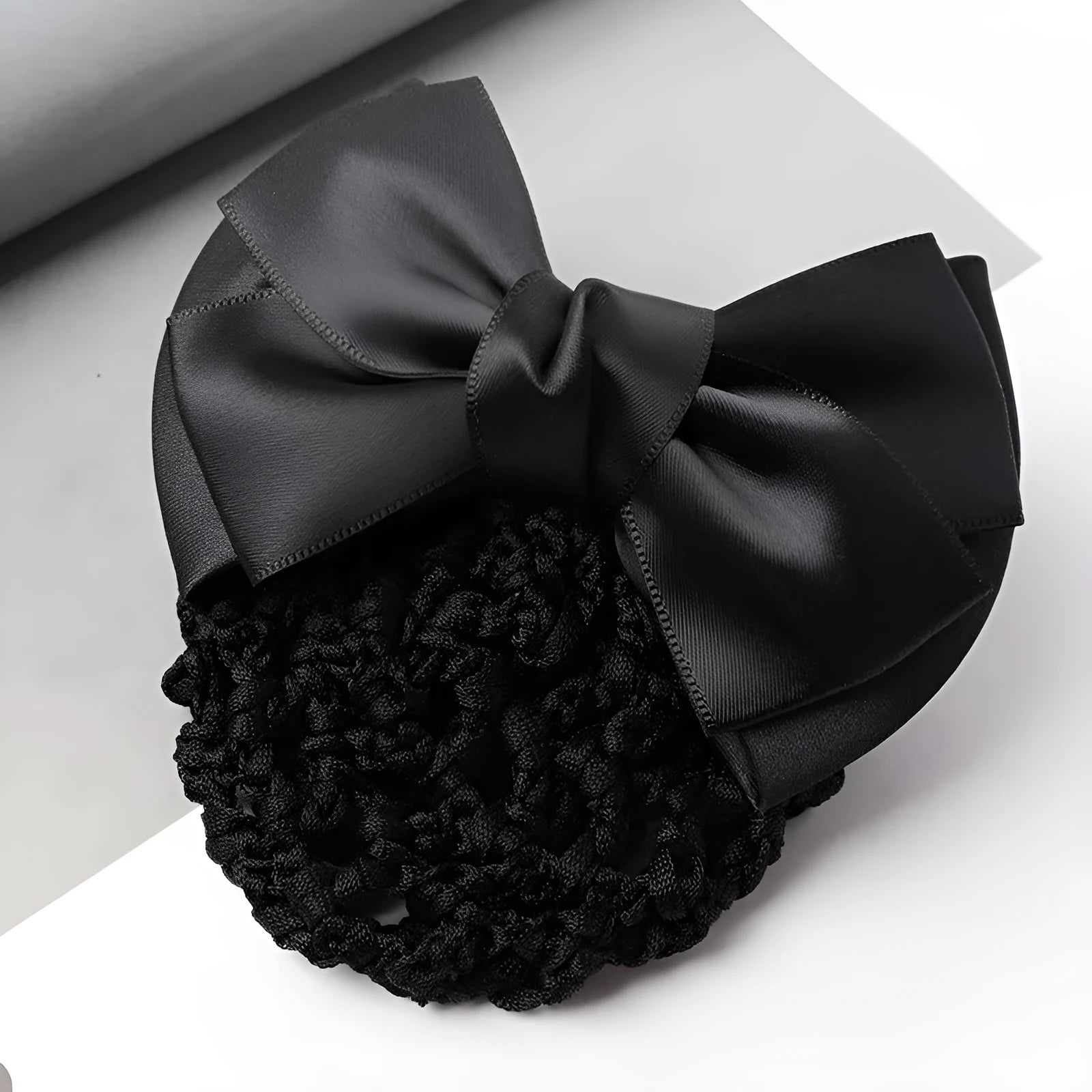 Professional two-bow mesh hair clip for female workers in various colours.