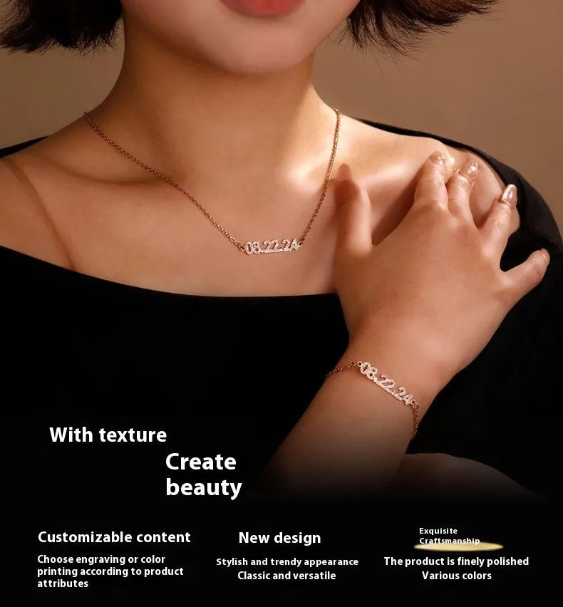 Stainless steel digital bracelet with diamond studs around LED display, shown in gold colour