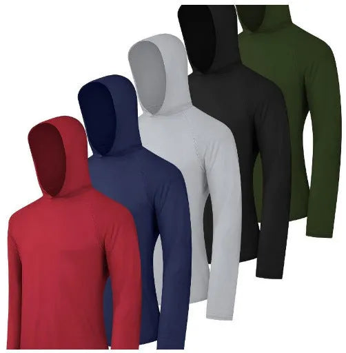 4-piece men's lightweight polyester hoodie set displayed in multiple colour options with size range S to XXXL
