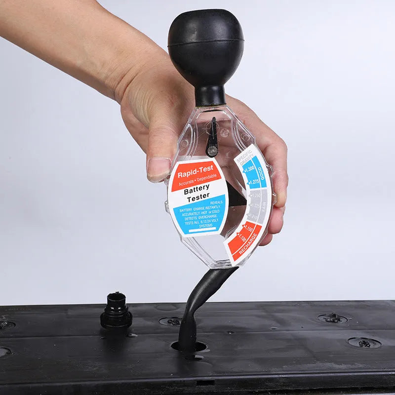 Suction electrolyte hydrometer densitometer tool for lead acid battery fluid testing