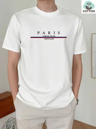 Men's heavy letter printed cotton T-shirt in loose casual fit available in four colours