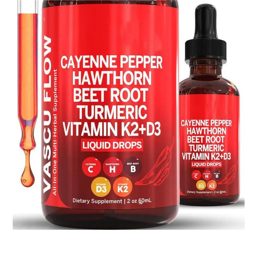 60ml bottle of Vitamin D3 K2 Hawthorn Fruit supplement liquid drops with dropper