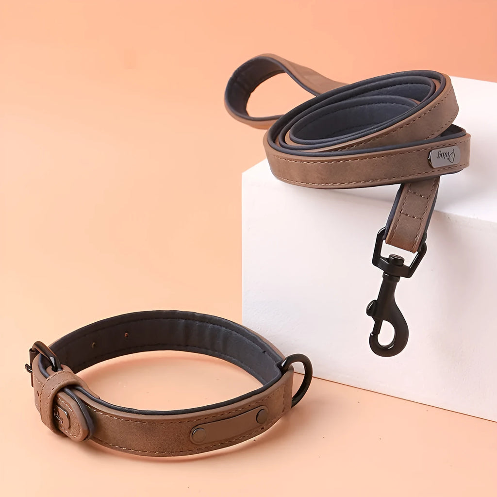 Adjustable anti-loss dog collar in five colour options with metal buckle and double-layer construction