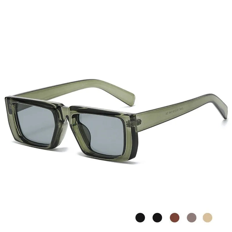 Special-shaped sunglasses with UV400 protection in multiple colour options including black, blue, green and transparent frames