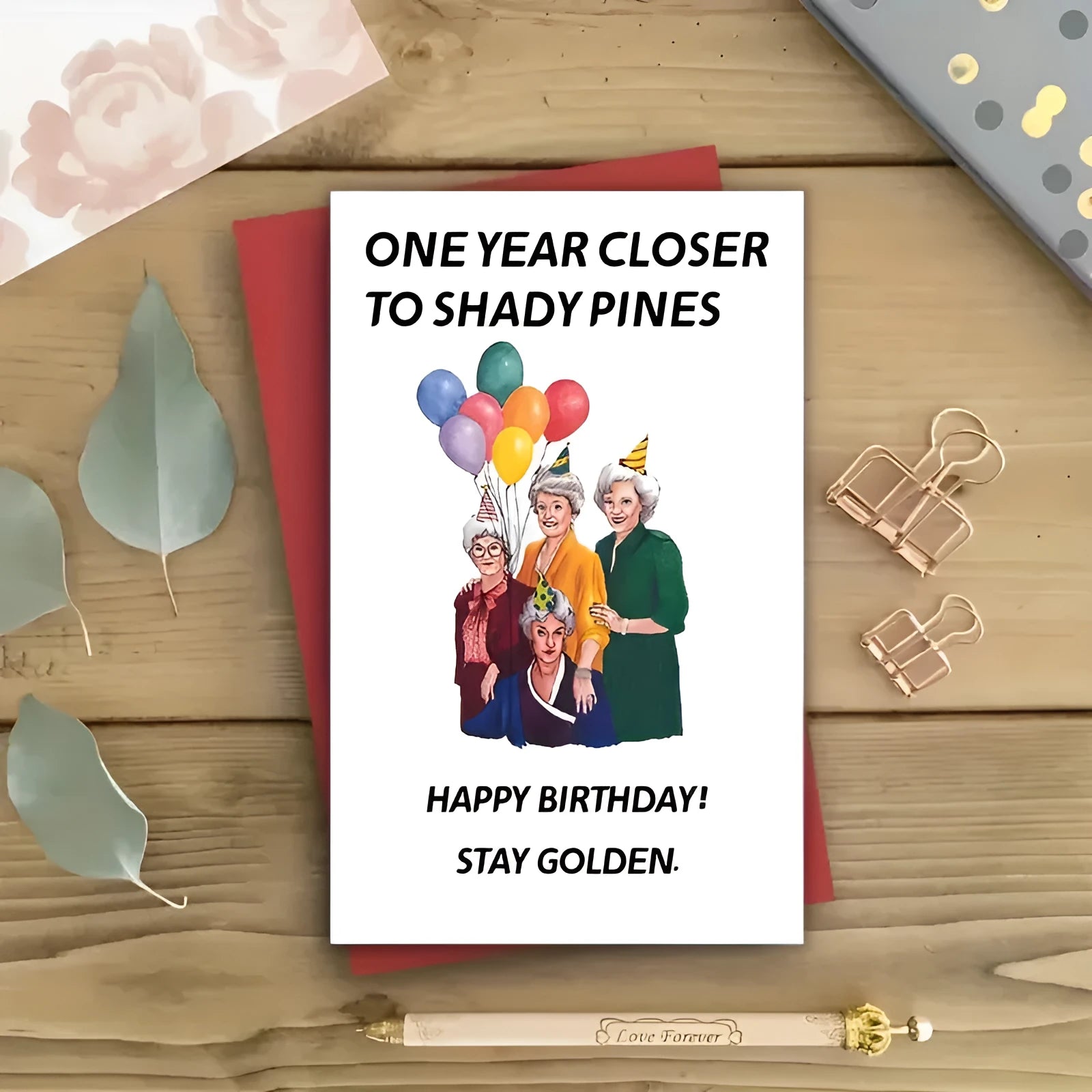 Simple modern birthday greeting card with a choice of coloured or Kraft paper envelopes.