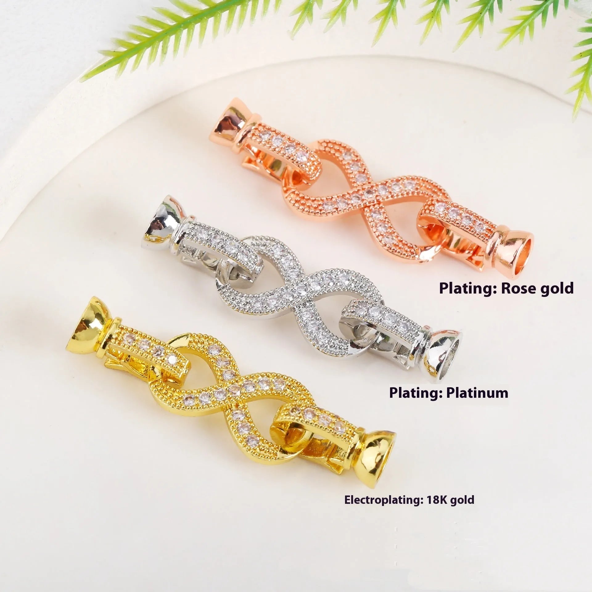Small gold-coloured metal clasp buckle for DIY pearl necklace jewellery making