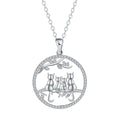Four kitten pendant necklace with copper chain and cross link design
