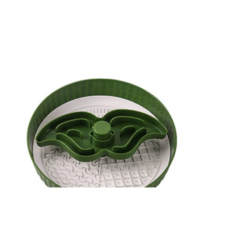 Interactive rotating slow feed pet bowl with silicone licking mat in blue windmill pattern