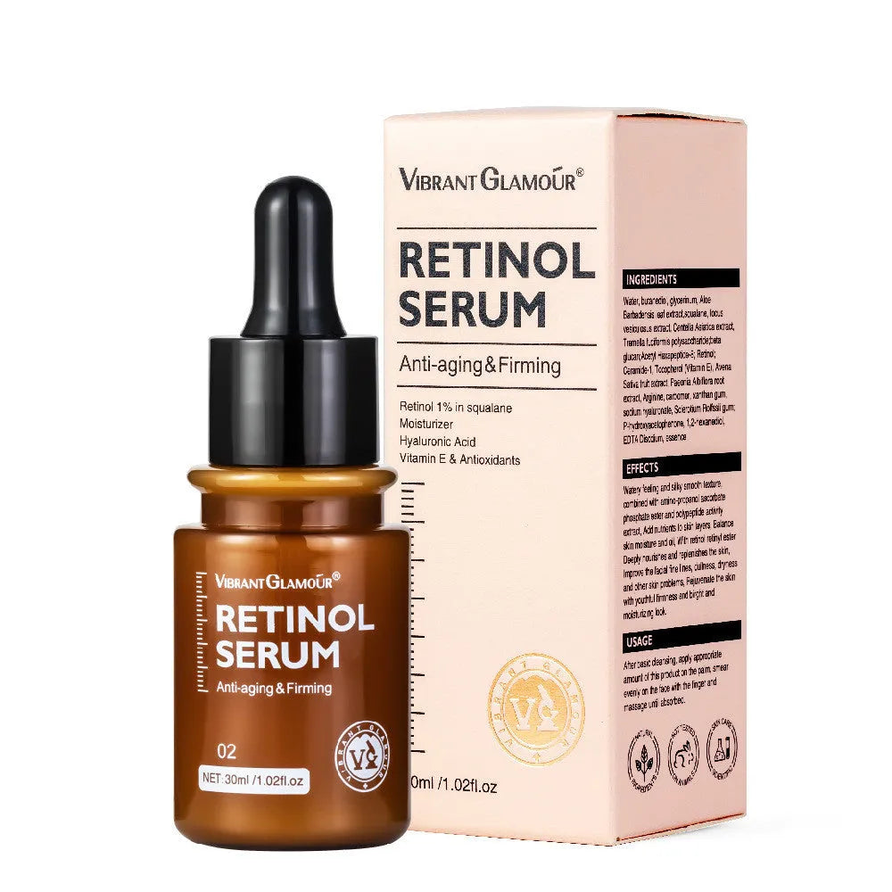 30 ml bottle of retinol facial serum for reducing dry lines and fine lines