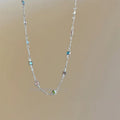 Square colour clavicle chain necklace with artificial crystal geometric pendant