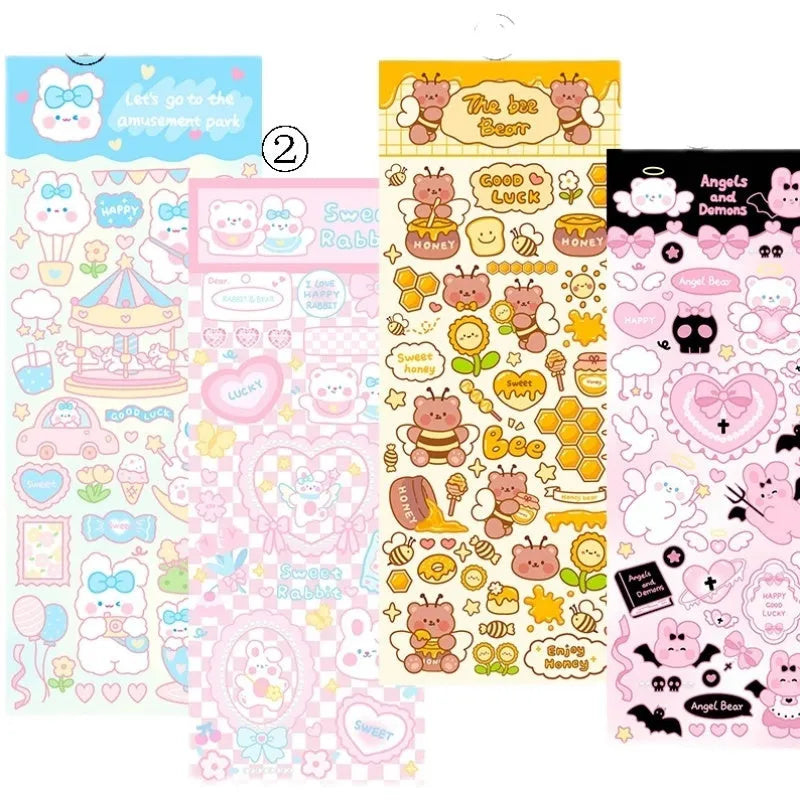 PVC waterproof cartoon-style decorative stickers for notebooks and planners.