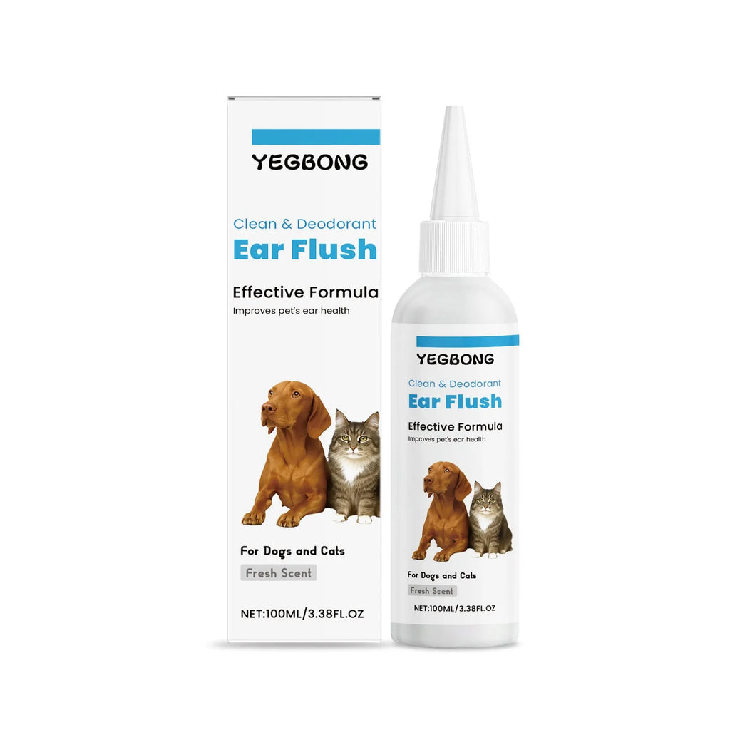 100ml bottle of pet ear cleaner for dogs and cats with gentle earwax removal formula