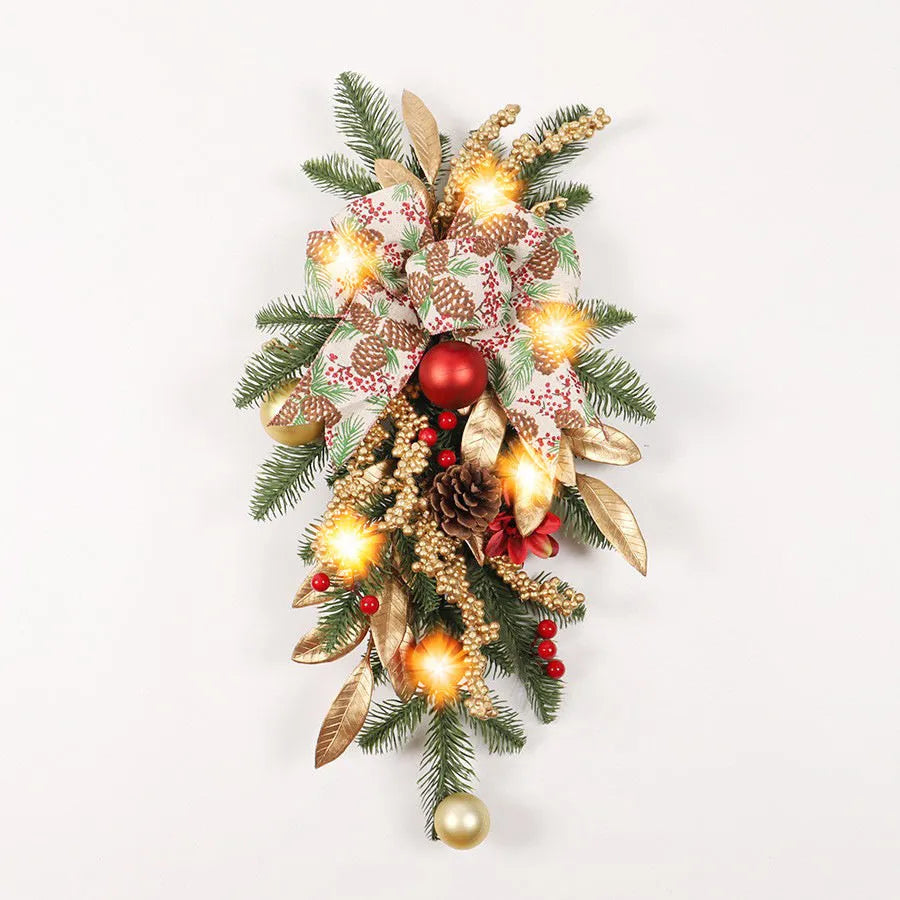 American country style plastic Christmas garland in four sizes with optional LED lighting for ceiling or wall display